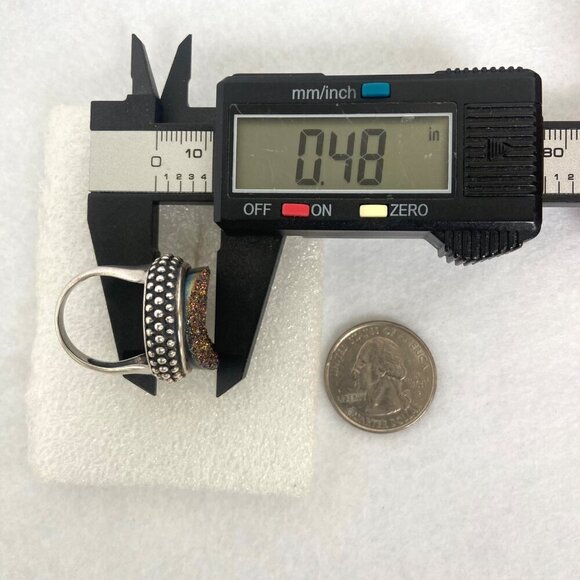 Sterling Silver 925 FD Felecia Designs Round Titanium Aura Druzy Ring Size 7 - Picture 16 of 16